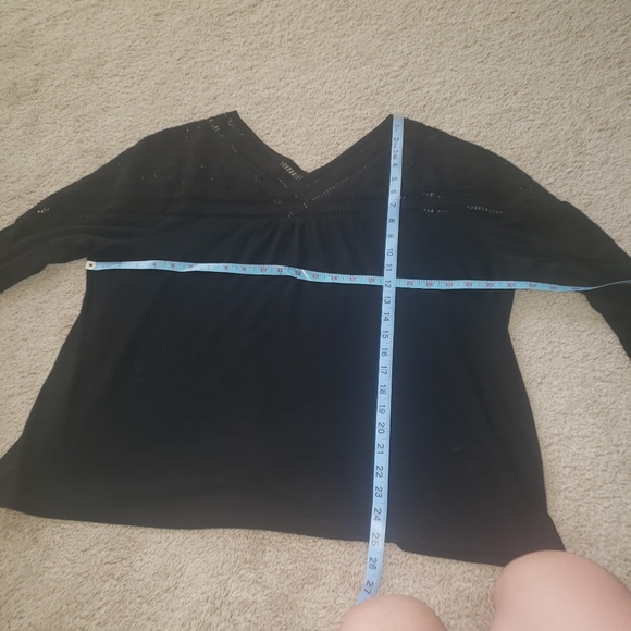 Chico's XLP flowy longsleeve crocheted yoke woven modal blend light airy luxury - Picture 8 of 10